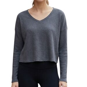 Mudd Waffle Knit Raw Hem Crop Top